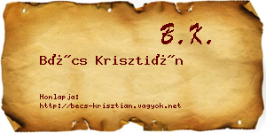 Bécs Krisztián névjegykártya